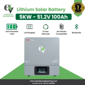 51.2V 100Ah Lithium Solar Battery | 5120Wh EVE Cells | LCD + Bluetooth | 8-Year Lifecycle